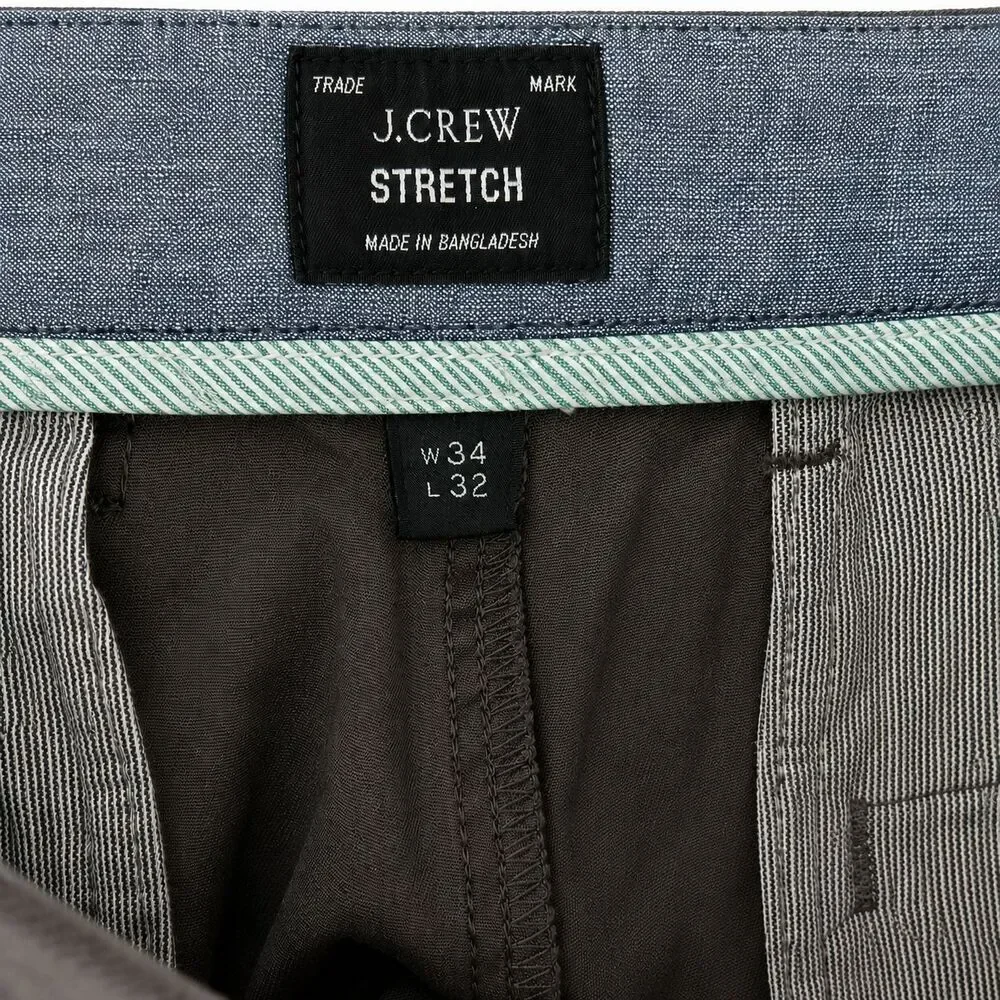 J Crew 250 Skinny Fit Chino Pants Mens 34x32 Dark Gray Stretch Cotton Casual